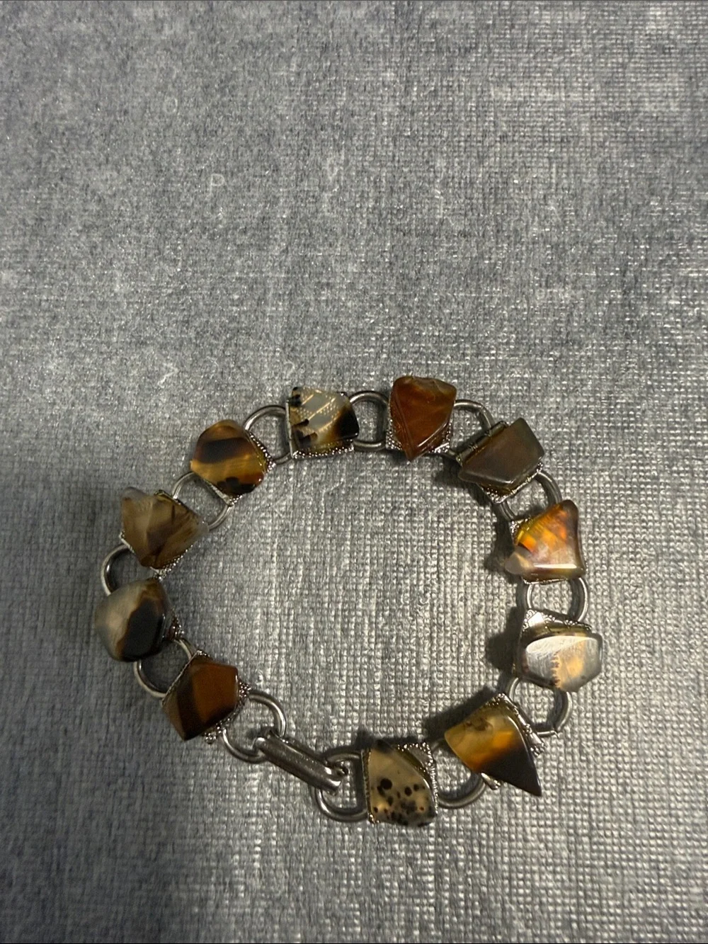 Women's Tiger Eye Link Bracelet Watch in Brown and Silver